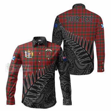 Dalzell (Dalziel) Crest Tartan Long Sleeve Button Shirt with New Zealand Silver Fern Half Style