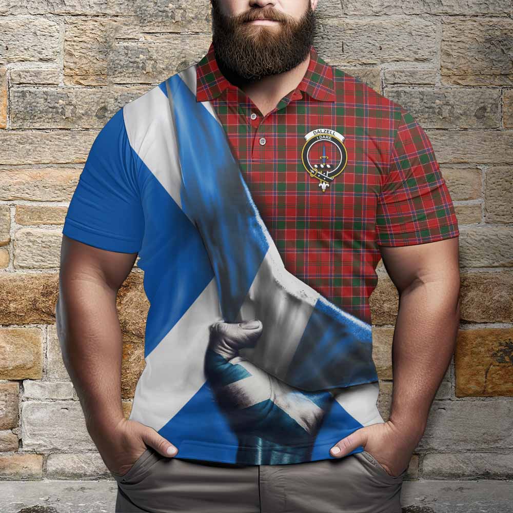 Tartan Vibes Clothing Dalzell (Dalziel) Tartan Polo Shirt with Family Crest Scotland Patriotic Style