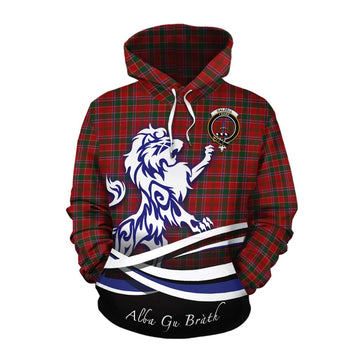 Dalzell (Dalziel) Tartan Cotton Hoodie with Alba Gu Brath Regal Lion Emblem