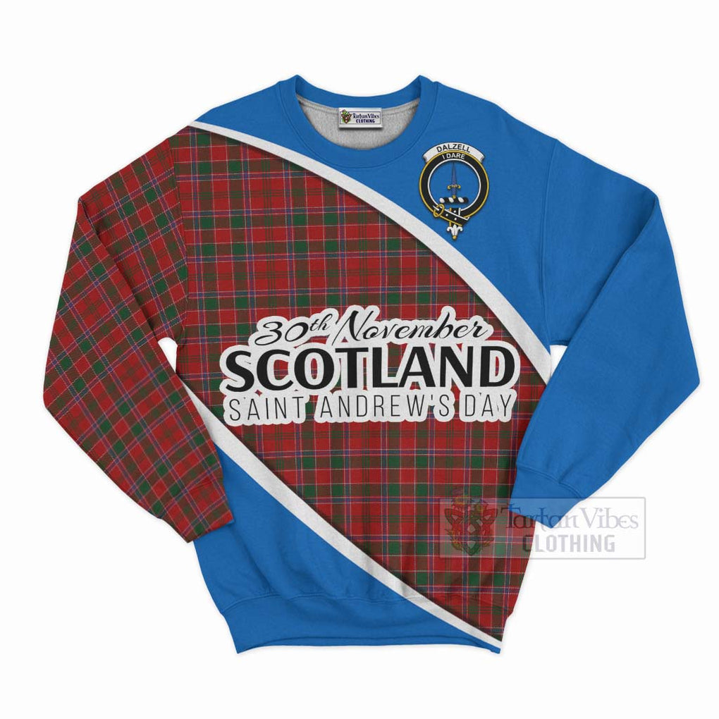 Tartan Vibes Clothing Dalzell (Dalziel) Family Crest Tartan Sweatshirt Celebrate Saint Andrew's Day in Style