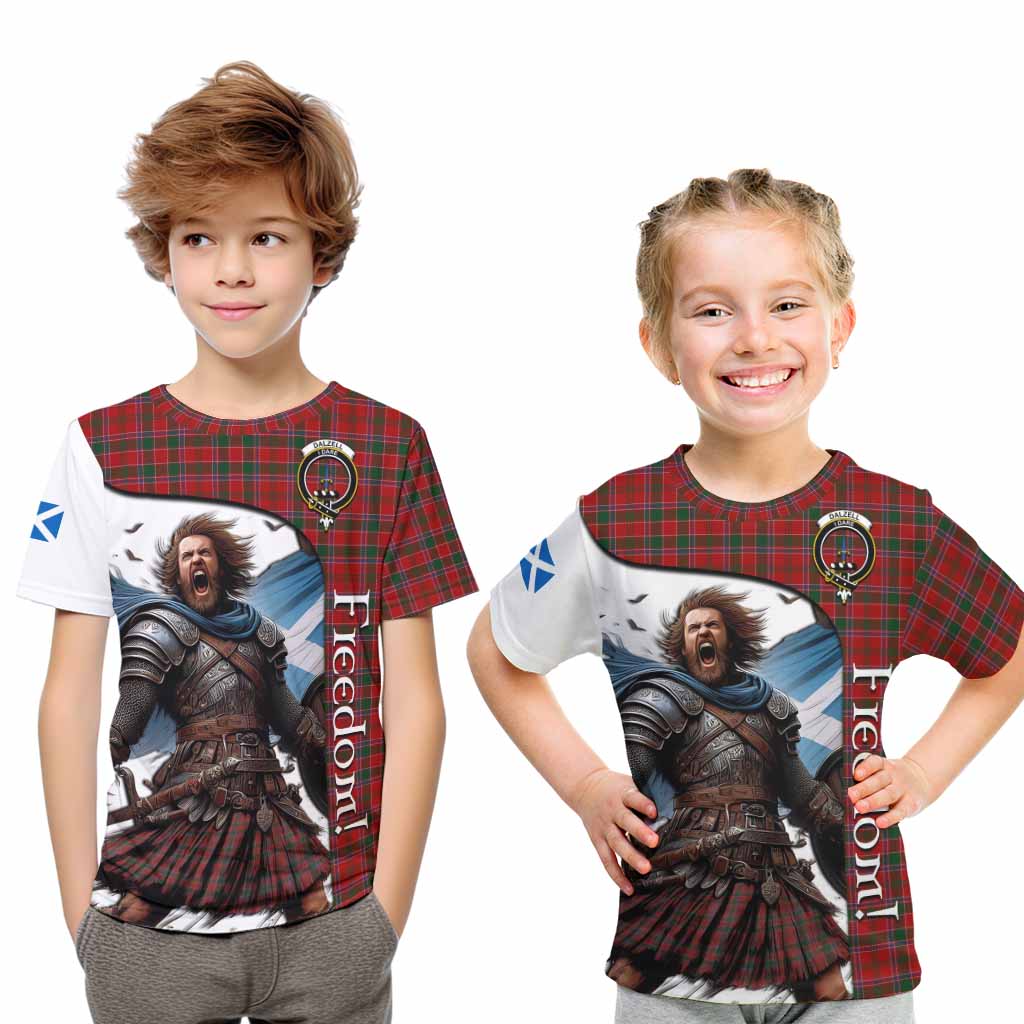 Tartan Vibes Clothing Dalzell (Dalziel) Crest Tartan Kid T-Shirt Inspired by the Freedom of Scottish Warrior