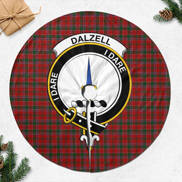 Dalzell Tartan Christmas Tree Skirt with Family Crest
