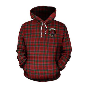 Dalzell (Dalziel) Tartan Cotton Hoodie with Family Crest and Bearded Skull Holding Bottles of Whiskey Pullover Hoodie XS - Tartan Vibes Clothing