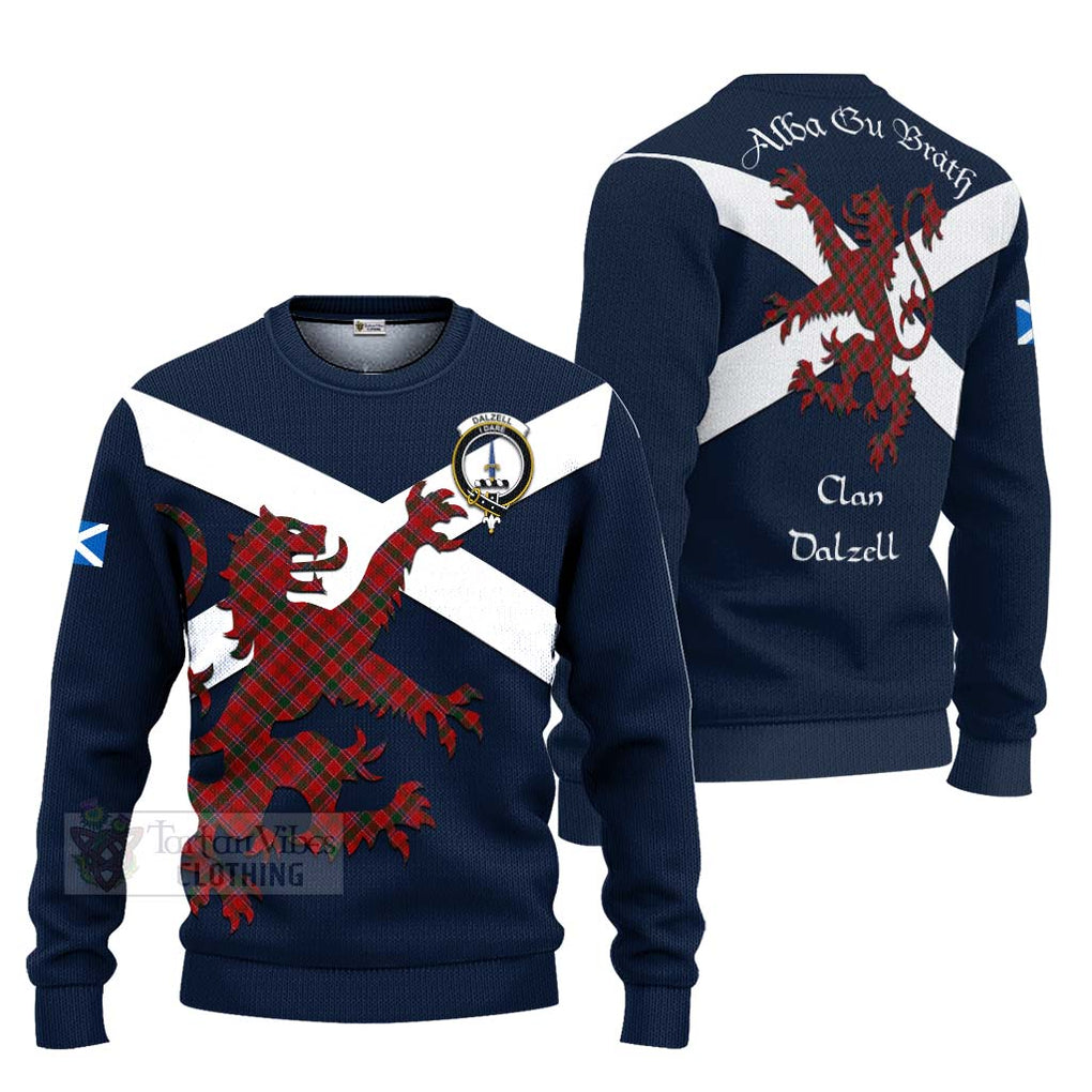 Tartan Vibes Clothing Dalzell (Dalziel) Tartan Lion Rampant Knitted Sweater – Proudly Display Your Heritage with Alba Gu Brath and Clan Name