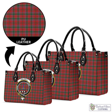 Dalzell Tartan Luxury Leather Handbags with Family Crest