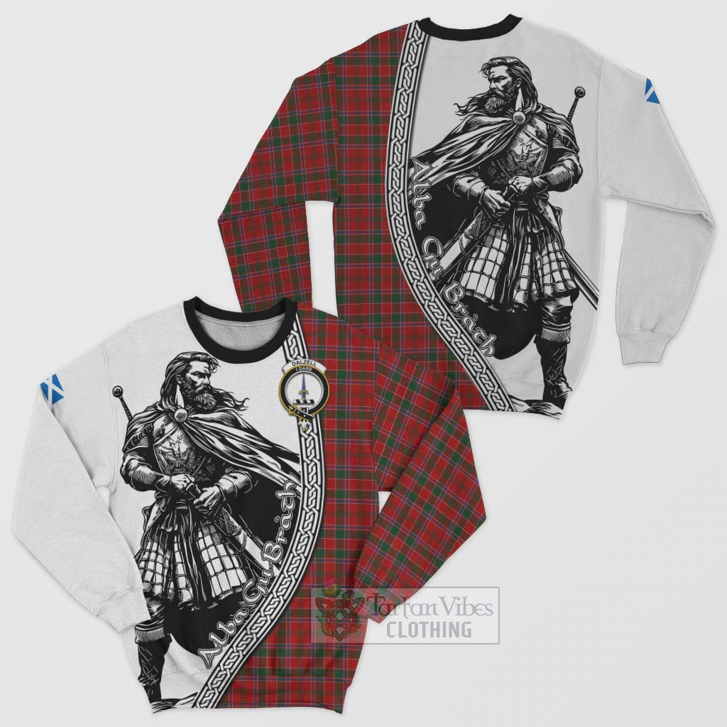 Tartan Vibes Clothing Dalzell (Dalziel) Tartan Clan Crest Sweatshirt with Highlander Warrior Celtic Style