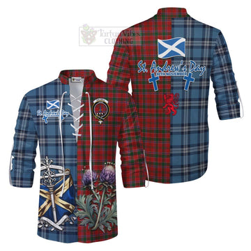 Dalzell (Dalziel) Tartan Ghillie Kilt Shirt Happy St. Andrew's Day Half Tartan Style