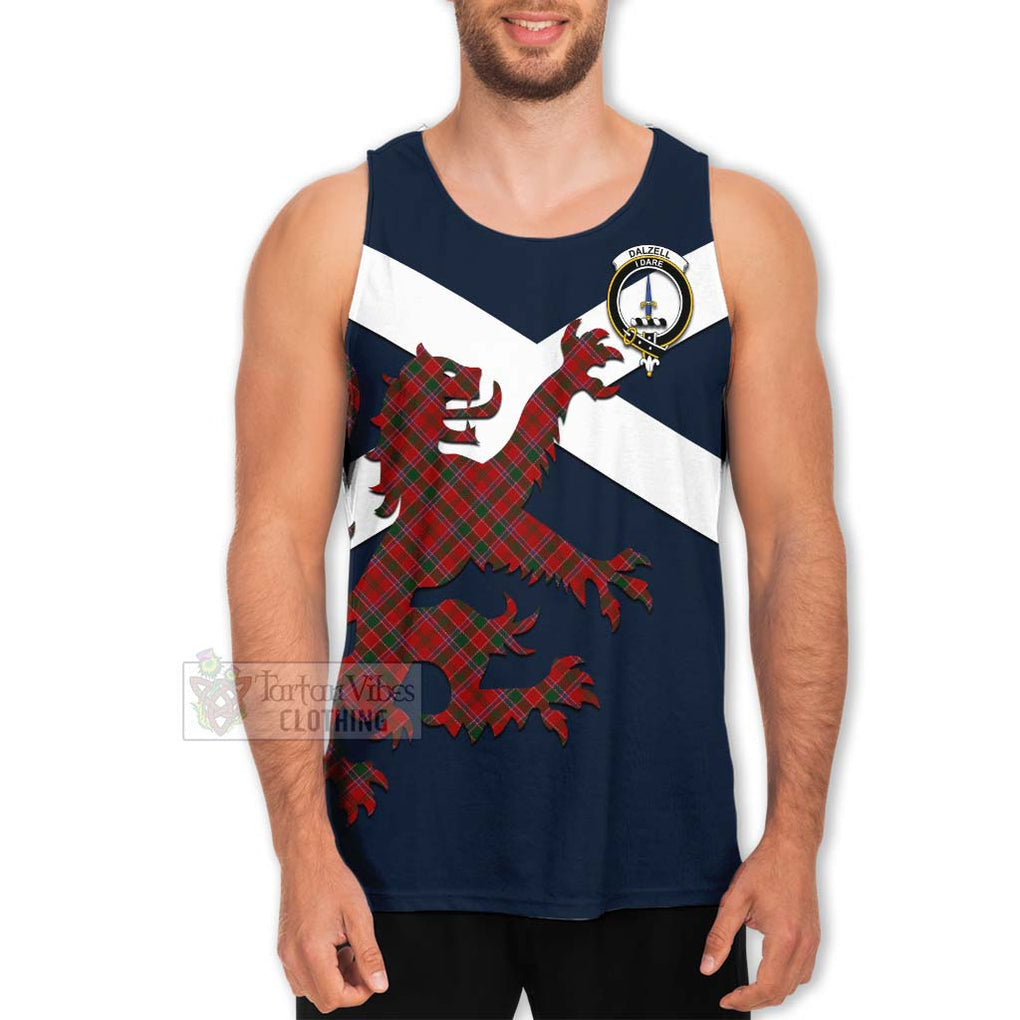 Tartan Vibes Clothing Dalzell (Dalziel) Tartan Lion Rampant Men's Tank Top – Proudly Display Your Heritage with Alba Gu Brath and Clan Name