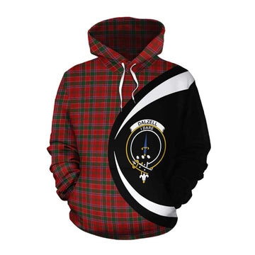 Dalzell (Dalziel) Tartan Cotton Hoodie with Family Crest Circle Style