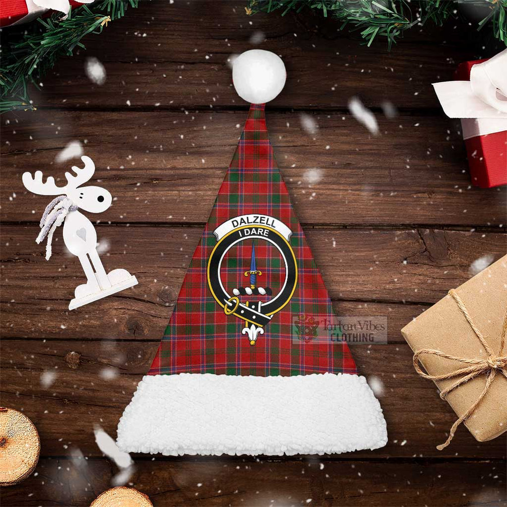 Tartan Vibes Clothing Dalzell (Dalziel) Tartan Christmas Santa Hats with Family Crest