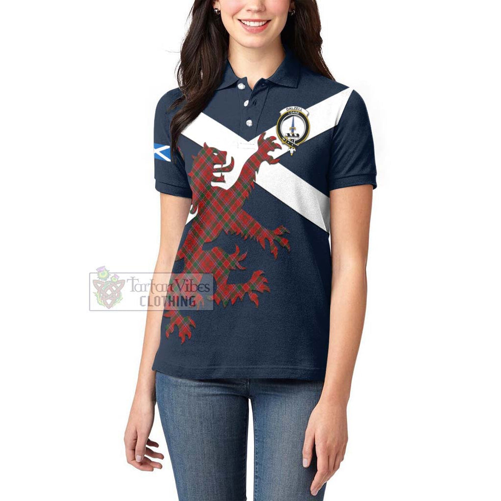 Tartan Vibes Clothing Dalzell (Dalziel) Tartan Lion Rampant Women's Polo Shirt – Proudly Display Your Heritage with Alba Gu Brath and Clan Name