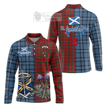 Dalzell (Dalziel) Tartan Long Sleeve Polo Shirt Happy St. Andrew's Day Half Tartan Style