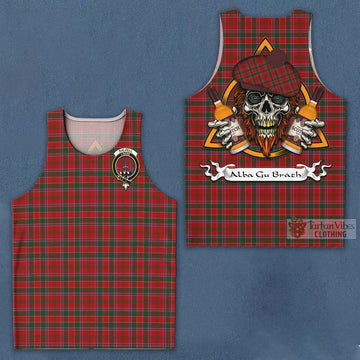 Dalzell (Dalziel) Tartan Men's Tank Top with Family Crest and Bearded Skull Holding Bottles of Whiskey