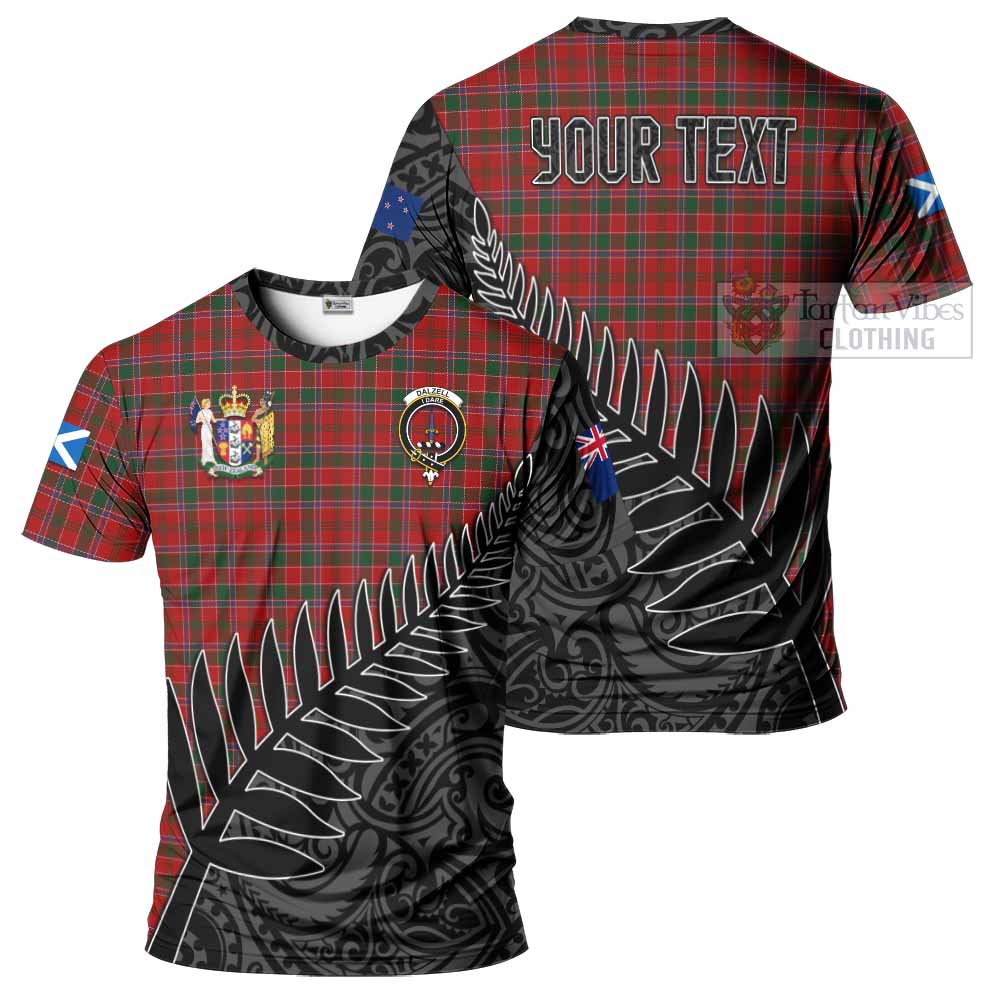 Tartan Vibes Clothing Dalzell (Dalziel) Crest Tartan T-Shirt with New Zealand Silver Fern Half Style