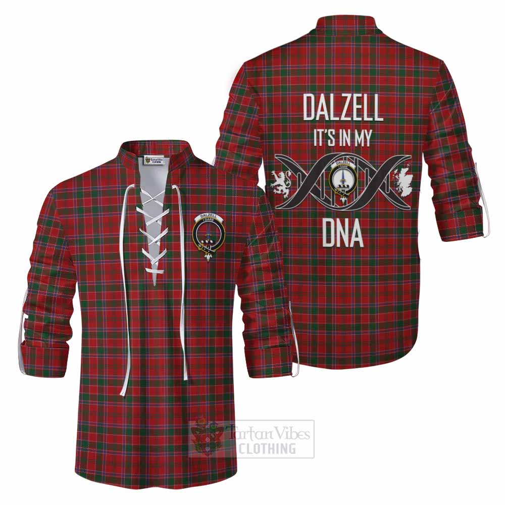 Tartan Vibes Clothing Dalzell (Dalziel) Tartan Ghillie Kilt Shirt with Family Crest DNA In Me Style