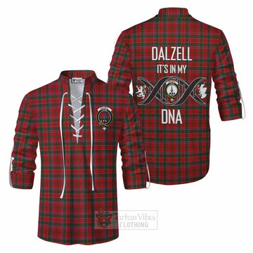 Dalzell (Dalziel) Tartan Ghillie Kilt Shirt with Family Crest DNA In Me Style