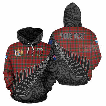 Dalzell (Dalziel) Crest Tartan Hoodie with New Zealand Silver Fern Half Style