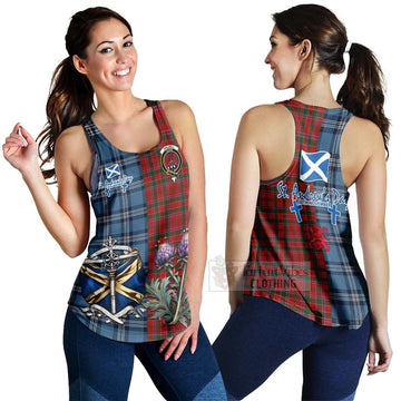 Dalzell (Dalziel) Tartan Women's Racerback Tanks Happy St. Andrew's Day Half Tartan Style