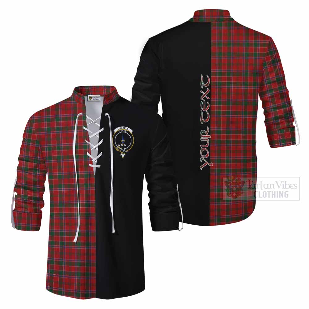 Tartan Vibes Clothing Dalzell (Dalziel) Tartan Ghillie Kilt Shirt with Family Crest and Half Of Me Style