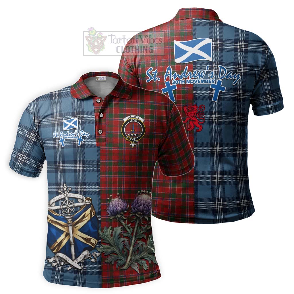 Tartan Vibes Clothing Dalzell (Dalziel) Tartan Polo Shirt Happy St. Andrew's Day Half Tartan Style