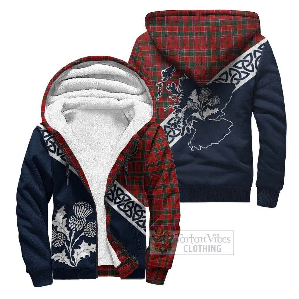 Tartan Vibes Clothing Dalzell (Dalziel) Tartan Sherpa Hoodie Featuring Thistle and Scotland Map