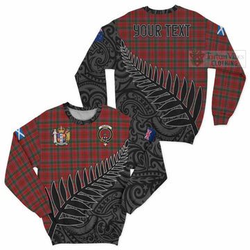 Dalzell (Dalziel) Crest Tartan Sweatshirt with New Zealand Silver Fern Half Style