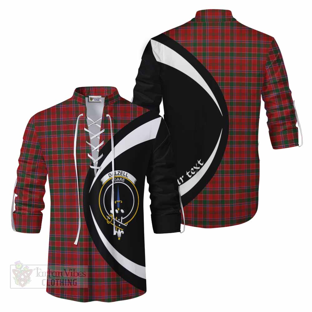 Tartan Vibes Clothing Dalzell (Dalziel) Tartan Ghillie Kilt Shirt with Family Crest Circle Style