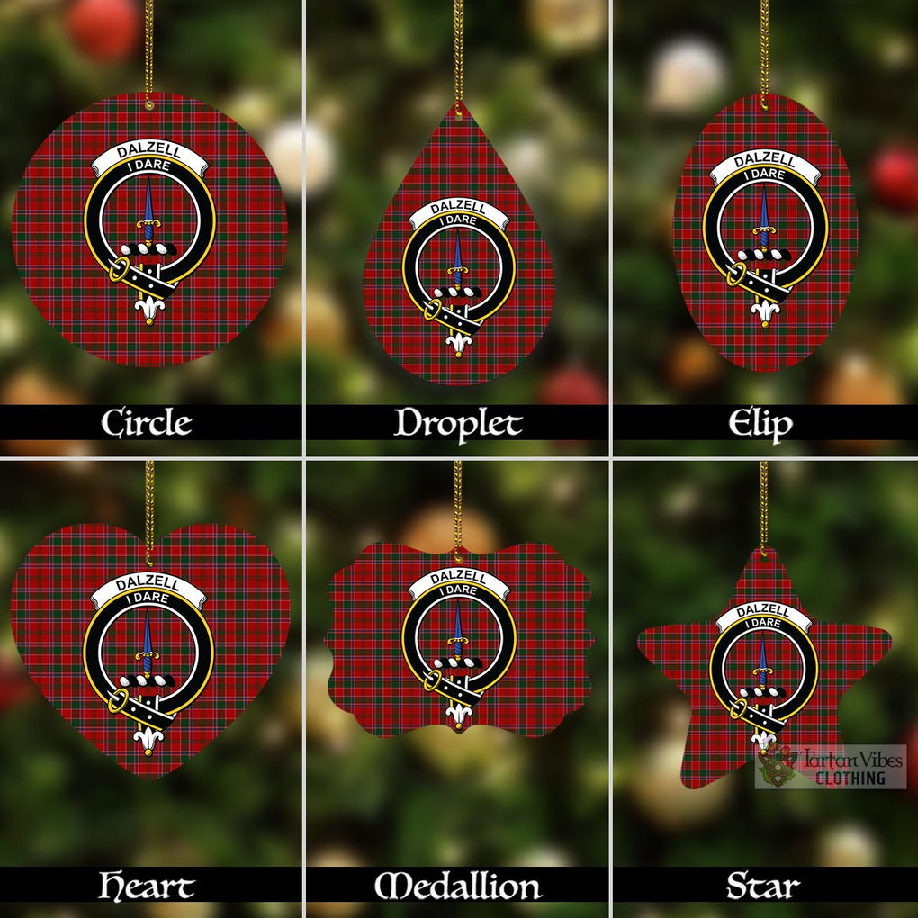 Tartan Vibes Clothing Dalzell (Dalziel) Tartan Christmas Aluminium Ornament with Family Crest