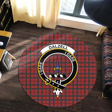 Dalzell Tartan Round Rug with Family Crest