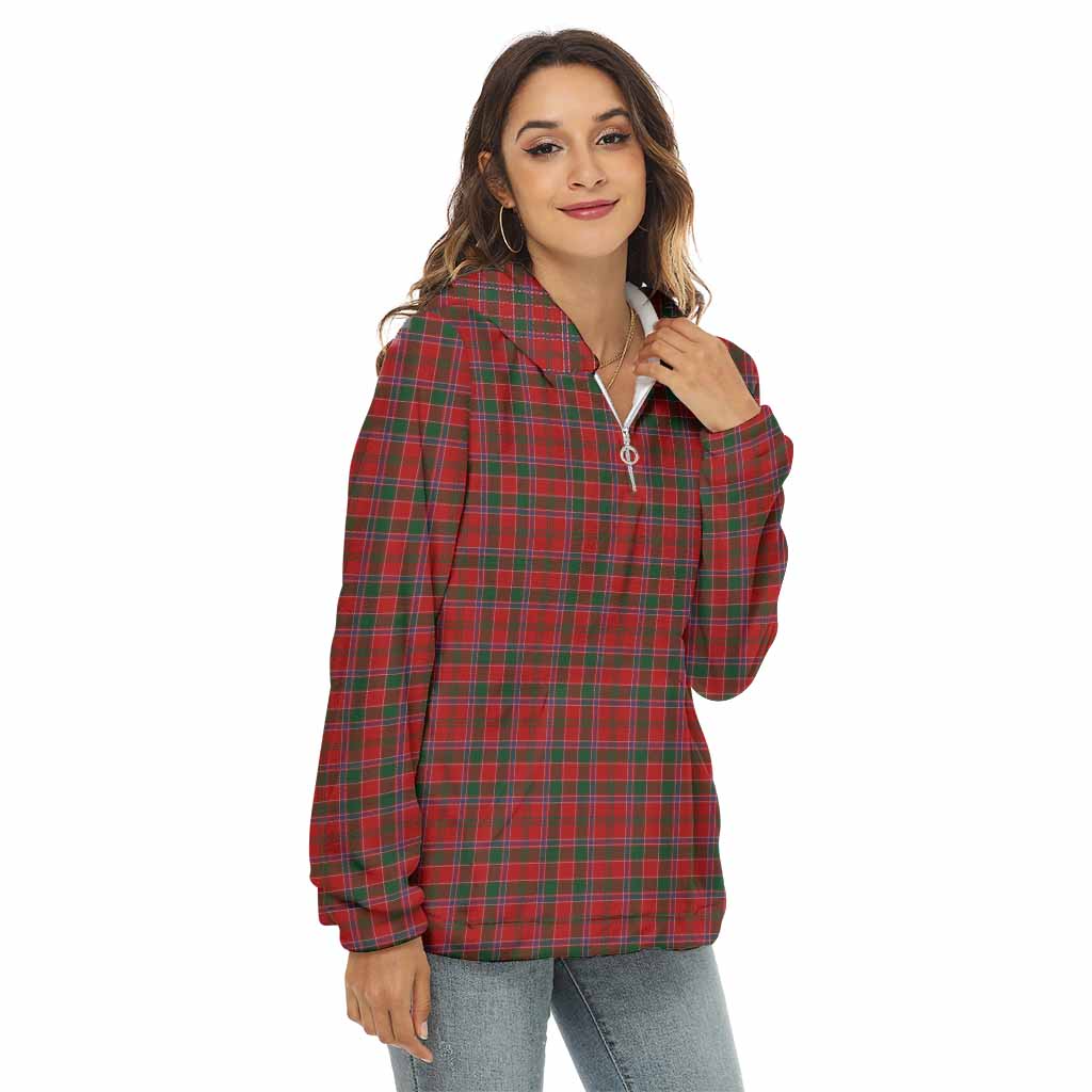 Tartan Vibes Clothing Dalzell (Dalziel) Tartan Women's Borg  Half Zip Fleece Hoodie