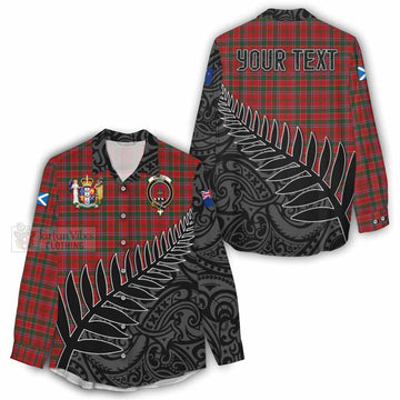 Dalzell (Dalziel) Crest Tartan Women's Casual Shirt with New Zealand Silver Fern Half Style