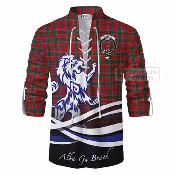 Dalzell (Dalziel) Tartan Ghillie Kilt Shirt with Alba Gu Brath Regal Lion Emblem