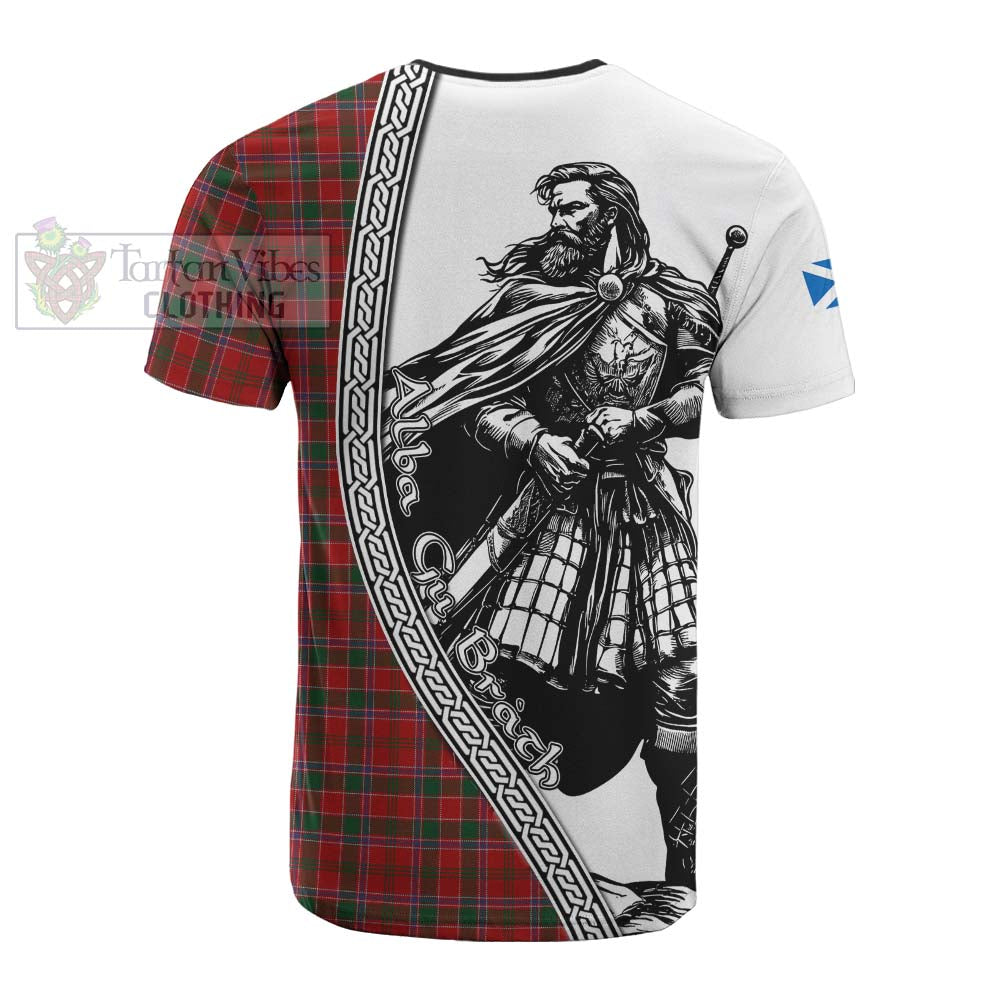 Dalzell (Dalziel) Tartan Clan Crest Cotton T-shirt with Highlander Warrior Celtic Style