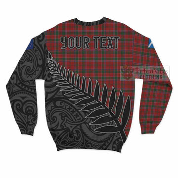 Dalzell (Dalziel) Crest Tartan Sweatshirt with New Zealand Silver Fern Half Style