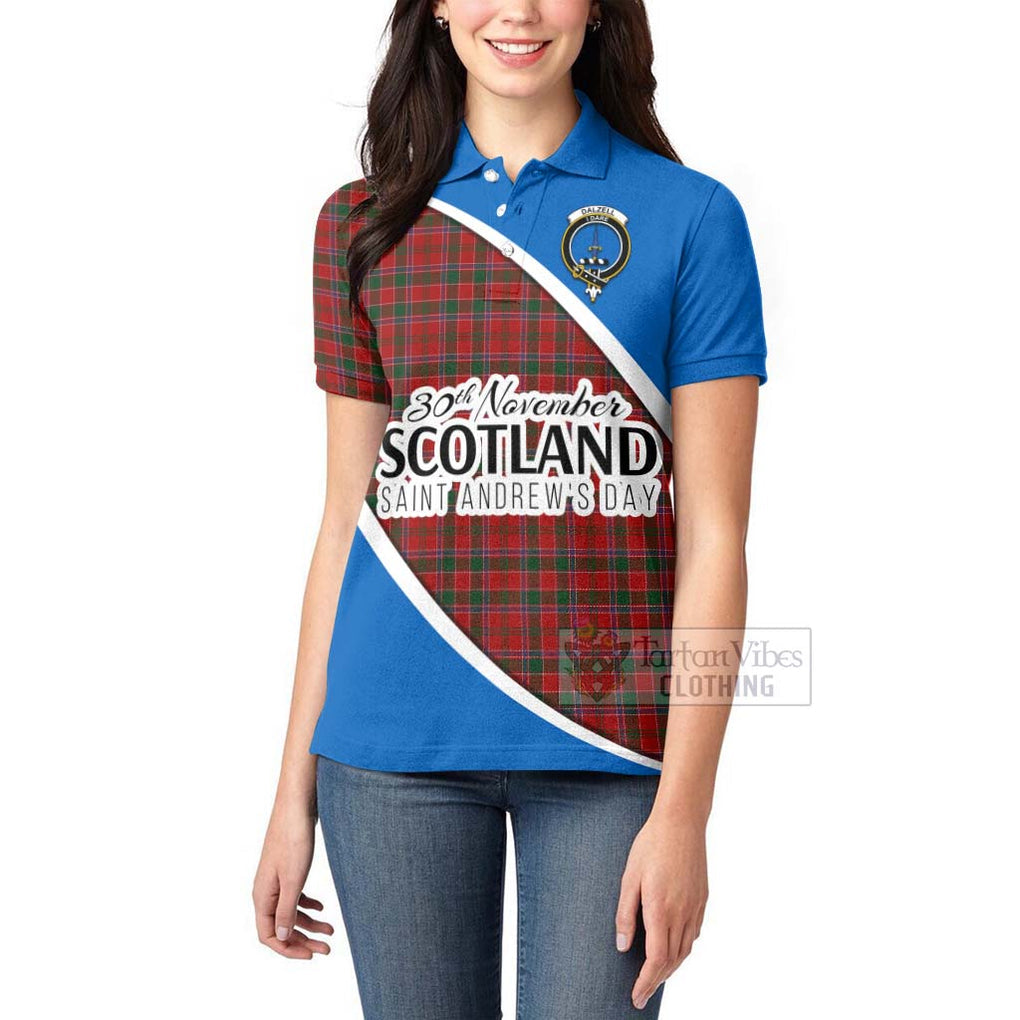 Tartan Vibes Clothing Dalzell (Dalziel) Family Crest Tartan Women's Polo Shirt Celebrate Saint Andrew's Day in Style