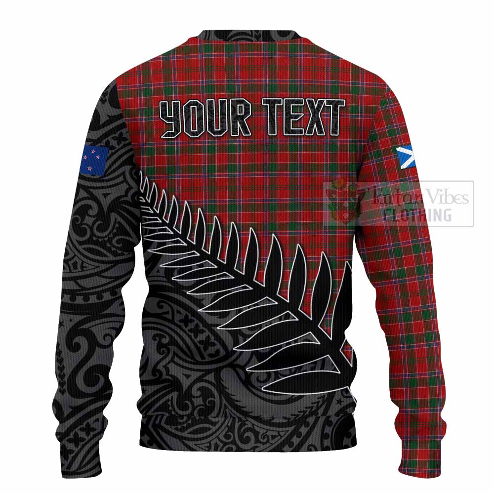 Tartan Vibes Clothing Dalzell (Dalziel) Crest Tartan Knitted Sweater with New Zealand Silver Fern Half Style