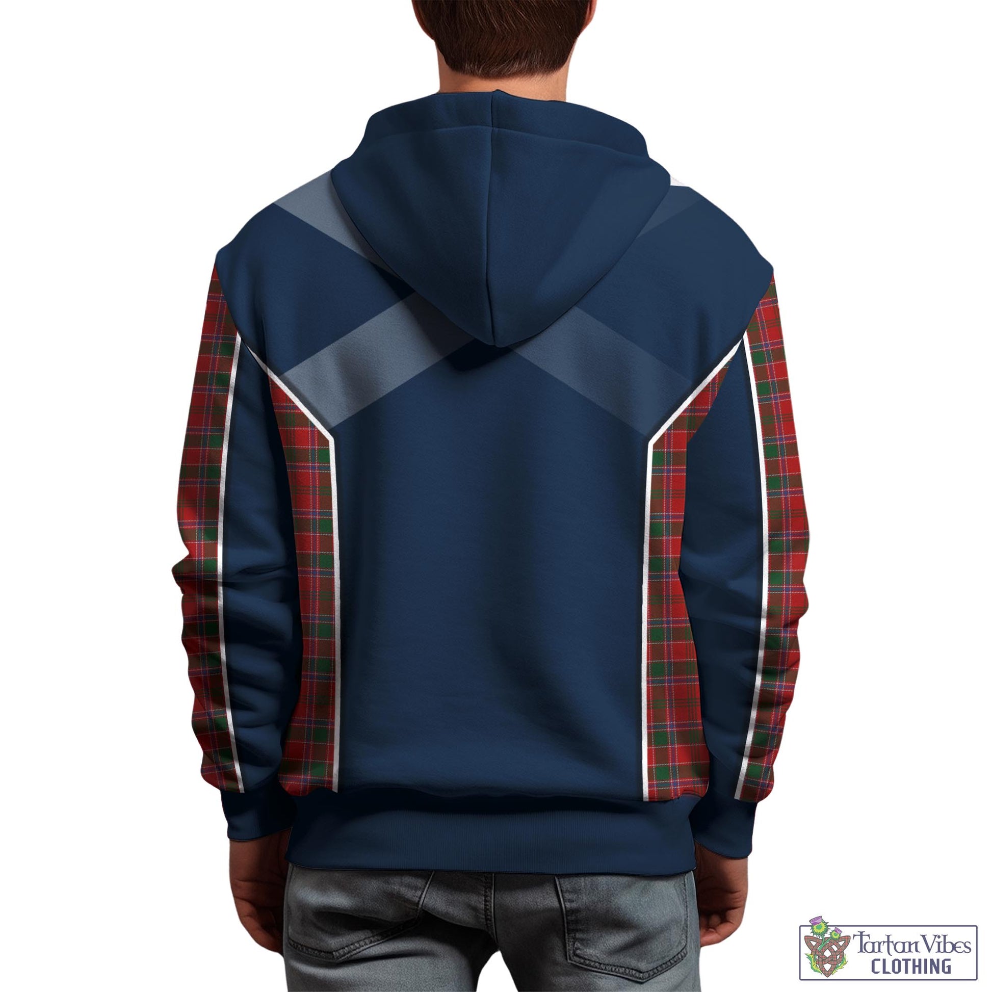 Tartan Vibes Clothing Dalzell (Dalziel) Tartan Hoodie with Family Crest and Scottish Thistle Vibes Sport Style
