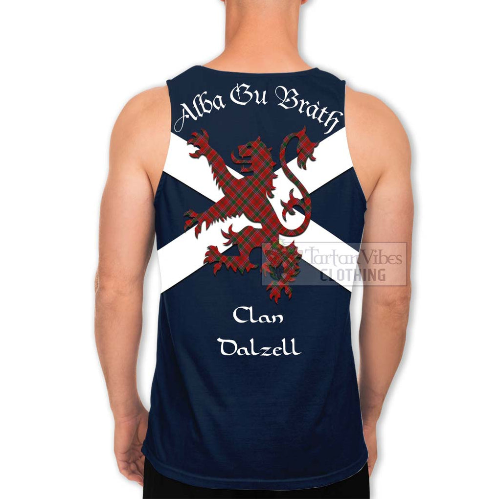 Tartan Vibes Clothing Dalzell (Dalziel) Tartan Lion Rampant Men's Tank Top – Proudly Display Your Heritage with Alba Gu Brath and Clan Name