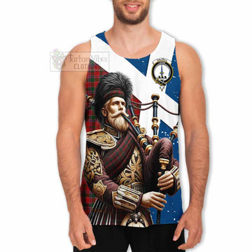 Dalzell (Dalziel) Tartan Men's Tank Top with Family Crest Scottish Bagpiper Vibes