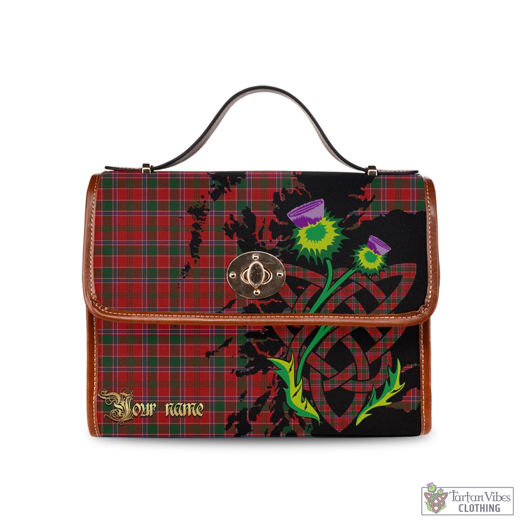 Tartan Vibes Clothing Dalzell (Dalziel) Tartan Waterproof Canvas Bag with Scotland Map and Thistle Celtic Accents