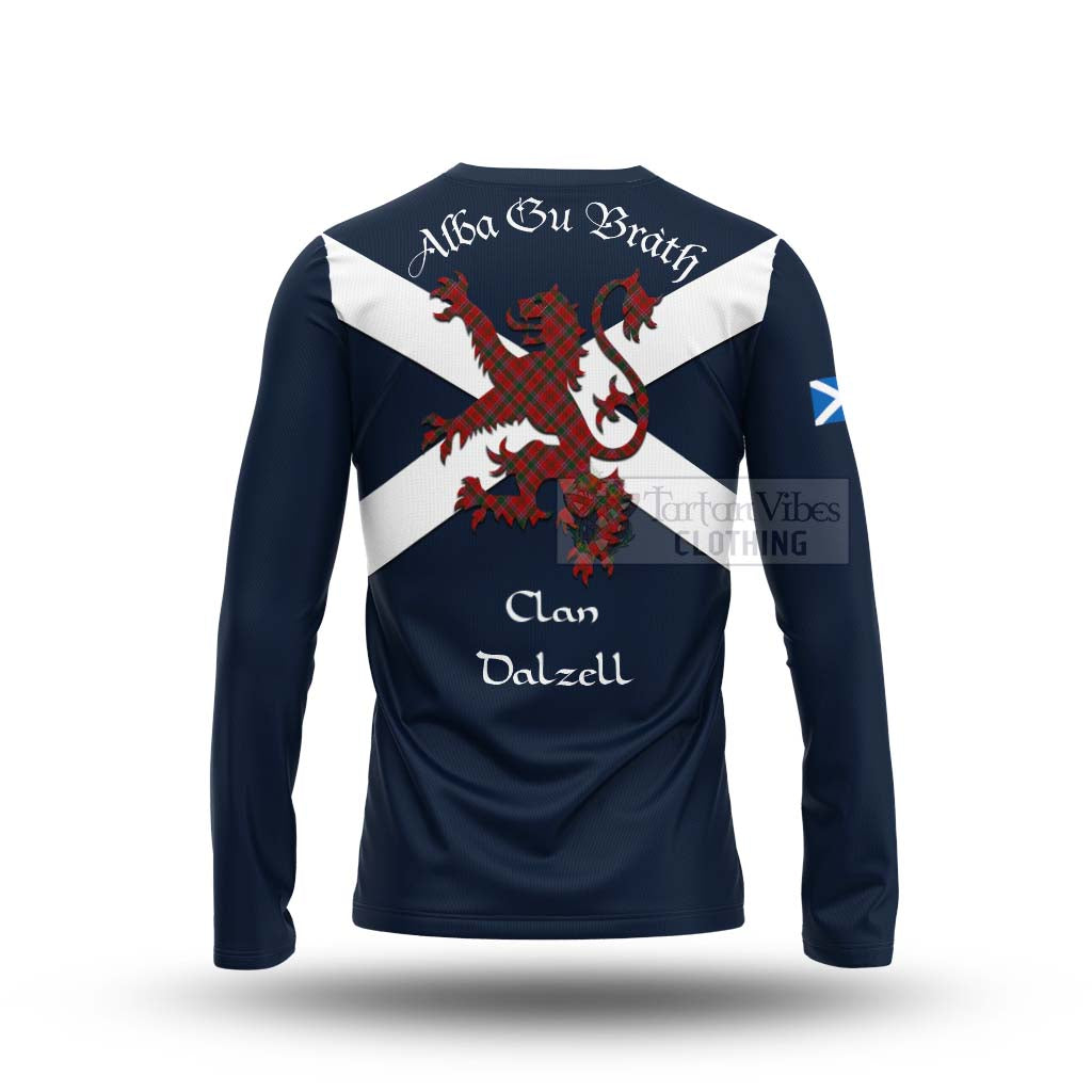 Tartan Vibes Clothing Dalzell (Dalziel) Tartan Lion Rampant Long Sleeve T-Shirt – Proudly Display Your Heritage with Alba Gu Brath and Clan Name