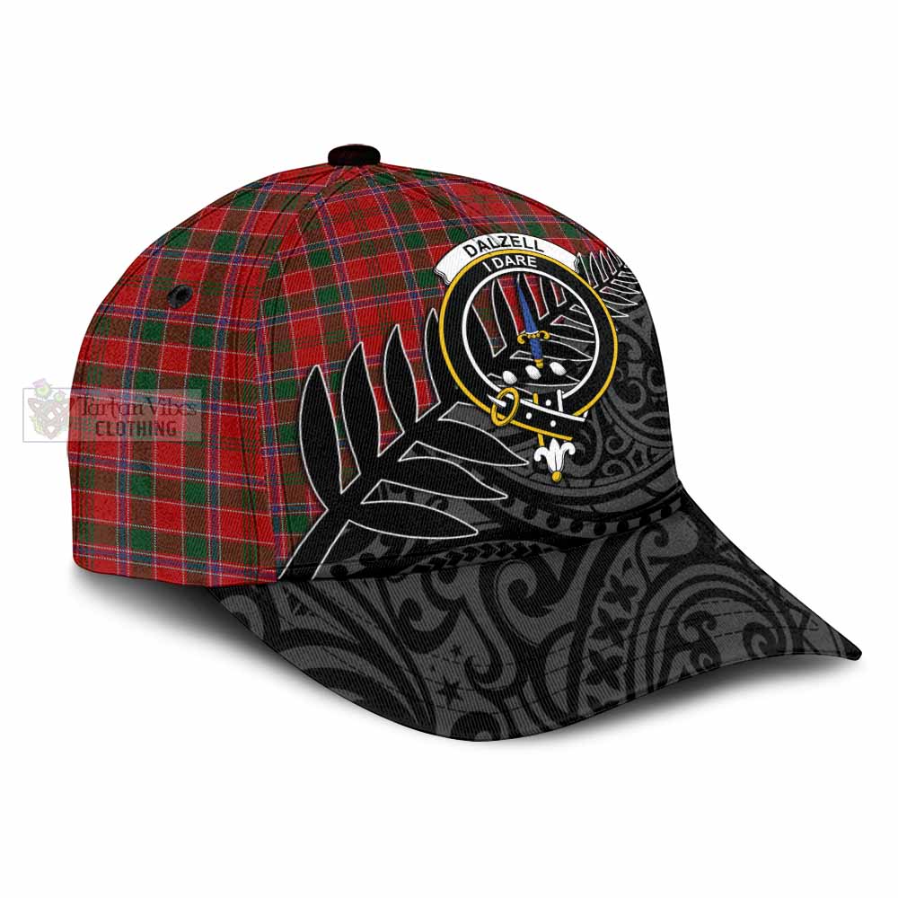 Tartan Vibes Clothing Dalzell (Dalziel) Tartan Classic Cap with New Zealand Silver Fern Half Style