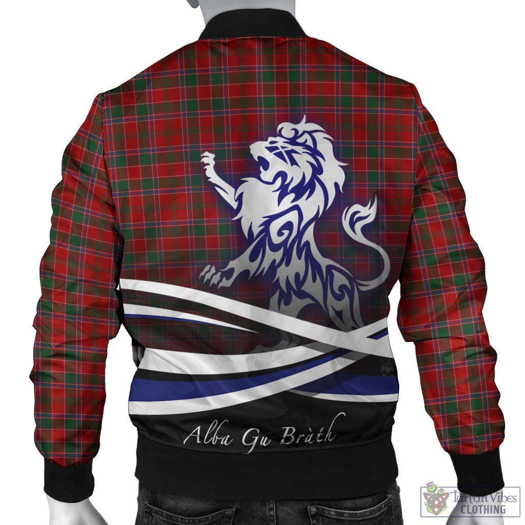 Tartan Vibes Clothing Dalzell (Dalziel) Tartan Bomber Jacket with Alba Gu Brath Regal Lion Emblem