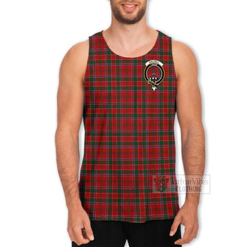 Dalzell (Dalziel) Tartan Men's Tank Top with Family Crest and Bearded Skull Holding Bottles of Whiskey