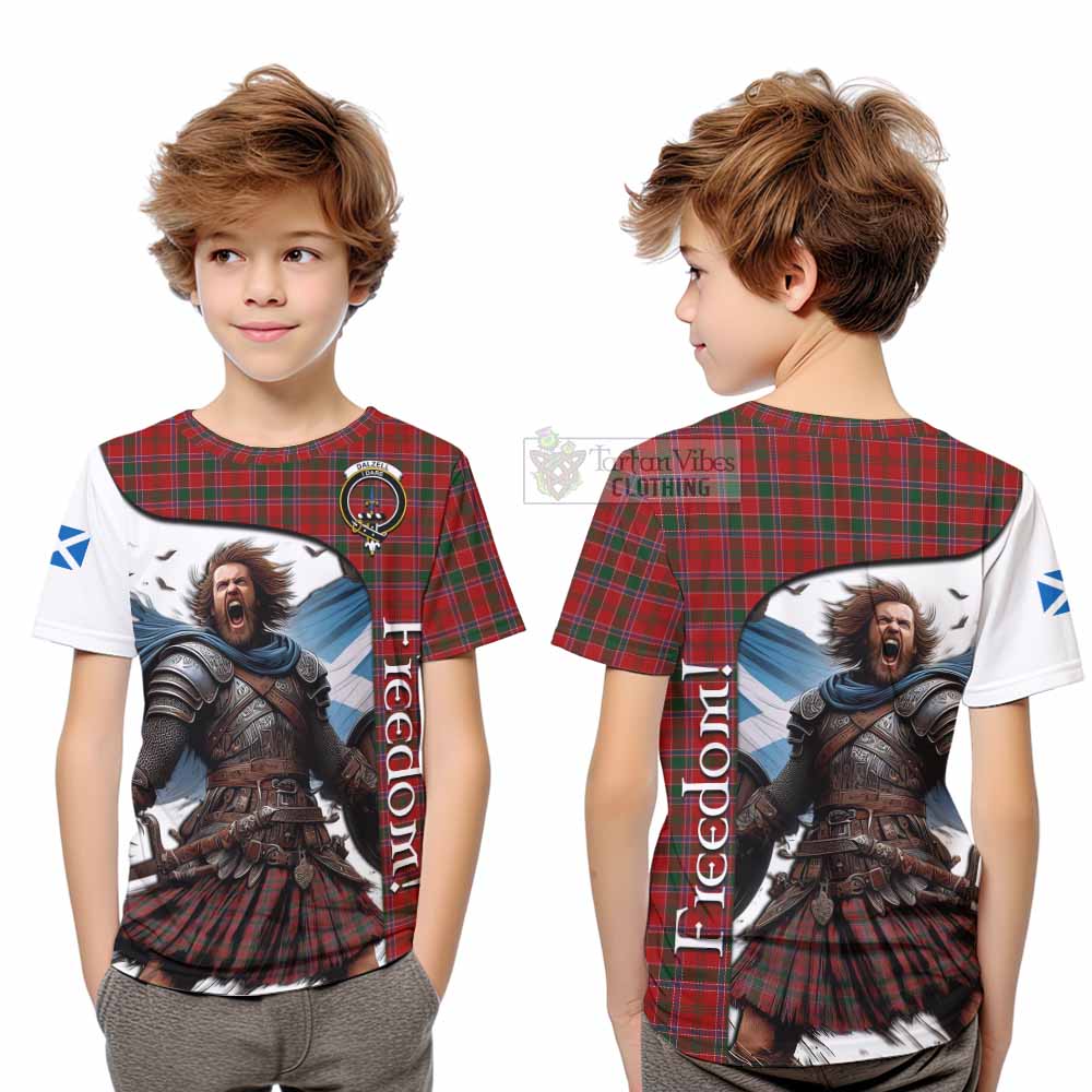 Tartan Vibes Clothing Dalzell (Dalziel) Crest Tartan Kid T-Shirt Inspired by the Freedom of Scottish Warrior