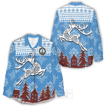 Dalzell (Dalziel) Clan Christmas Women's Casual Shirt Celtic Reindeer Style