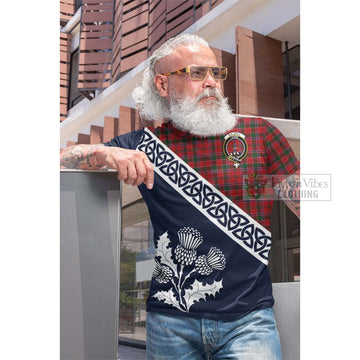 Dalzell (Dalziel) Tartan Cotton T-shirt Featuring Thistle and Scotland Map