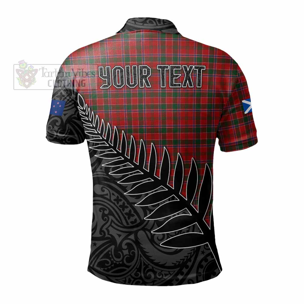 Dalzell (Dalziel) Crest Tartan Polo Shirt with New Zealand Silver Fern Half Style