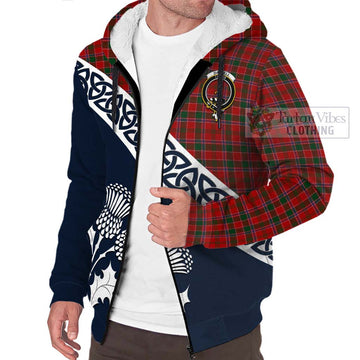 Dalzell (Dalziel) Tartan Sherpa Hoodie Featuring Thistle and Scotland Map