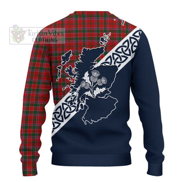 Dalzell (Dalziel) Tartan Knitted Sweater Featuring Thistle and Scotland Map